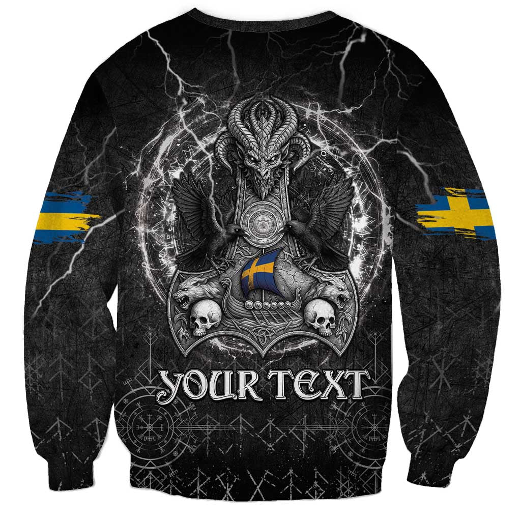 Personalized Sweden Viking Sweatshirt Odin's Raven Legacy - Wonder Print Shop