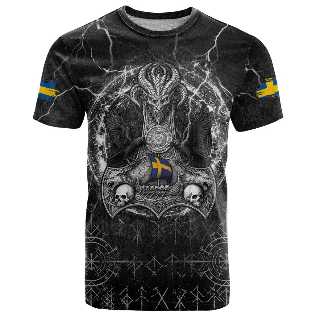 Personalized Sweden Viking T Shirt Odin's Raven Legacy - Wonder Print Shop