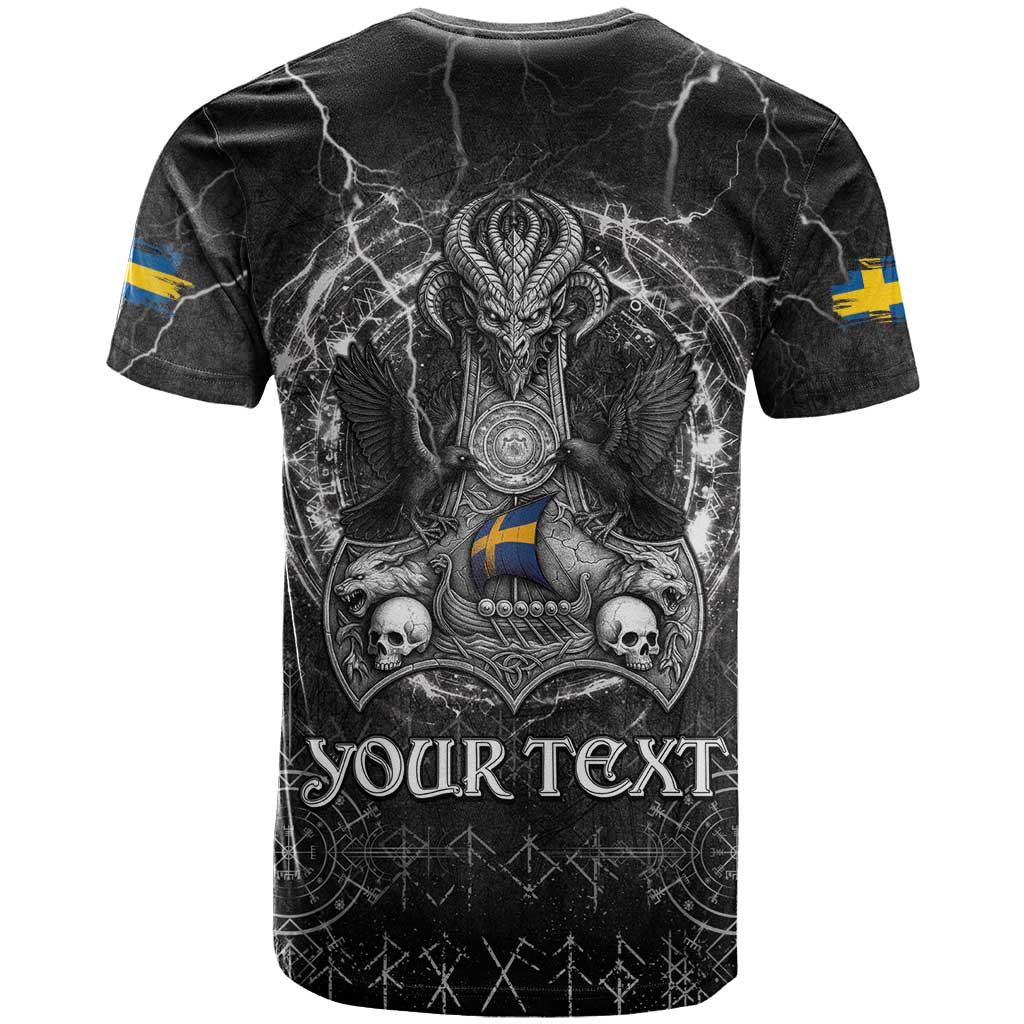 Personalized Sweden Viking T Shirt Odin's Raven Legacy - Wonder Print Shop
