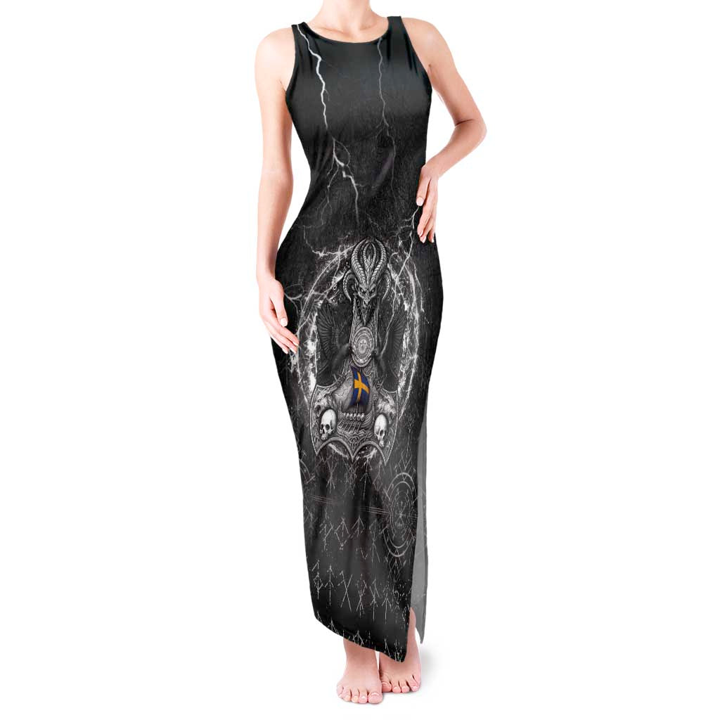 Personalized Sweden Viking Tank Maxi Dress Odin's Raven Legacy - Wonder Print Shop