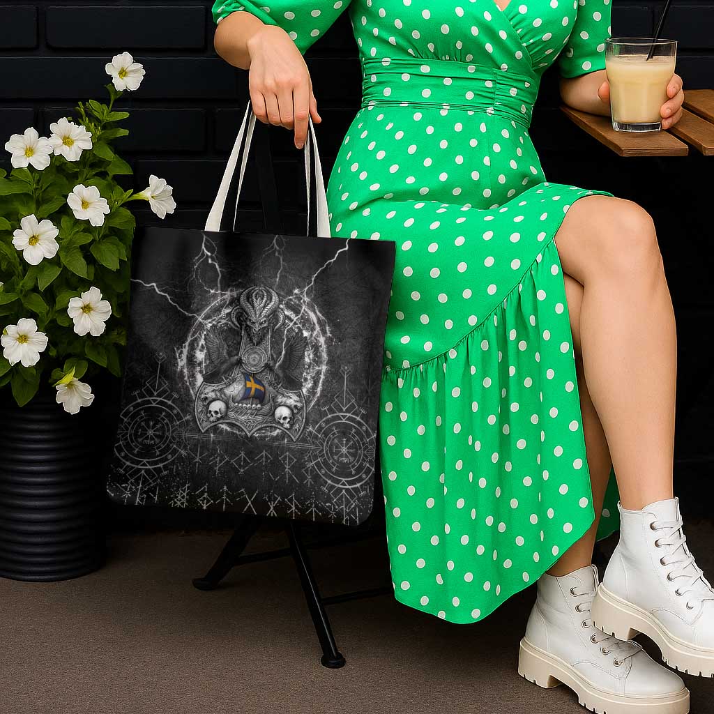 Sweden Viking Tote Bag Odin's Raven Legacy - Wonder Print Shop