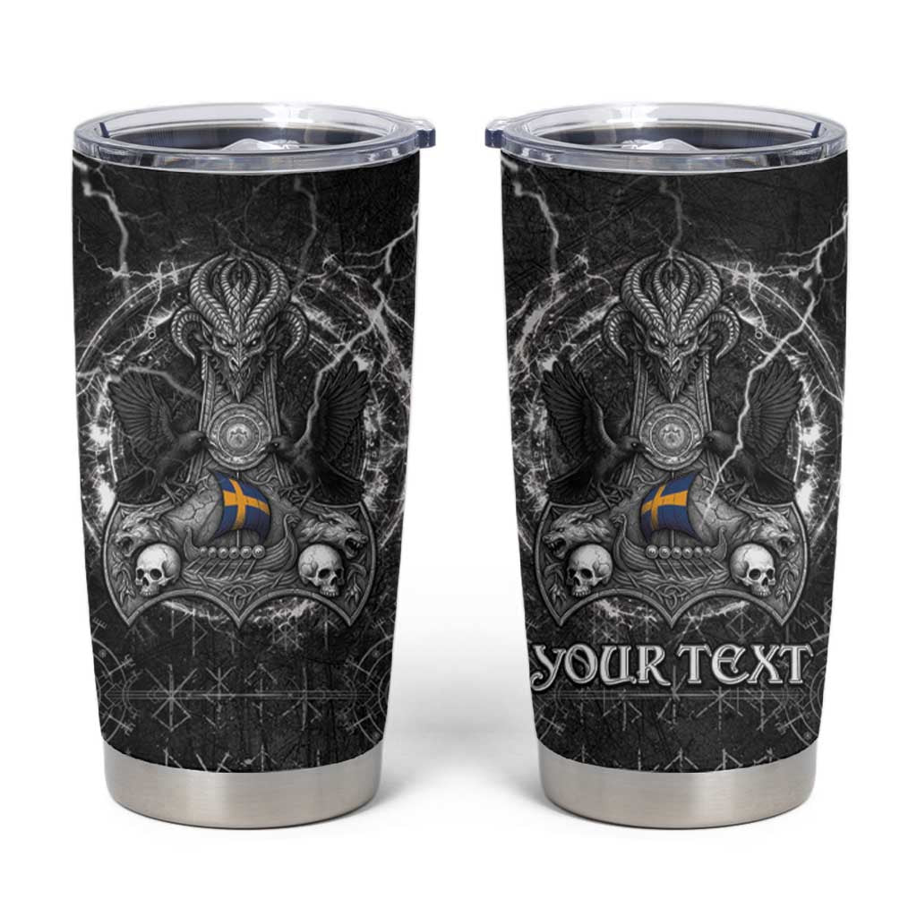 Personalized Sweden Viking Tumbler Cup Odin's Raven Legacy - Wonder Print Shop