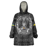 Personalized Sweden Viking Wearable Blanket Hoodie Odin's Raven Legacy - Wonder Print Shop