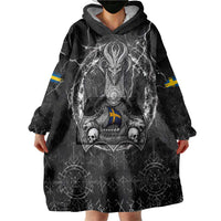 Personalized Sweden Viking Wearable Blanket Hoodie Odin's Raven Legacy - Wonder Print Shop