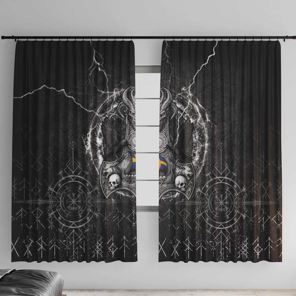 Sweden Viking Window Curtain Odin's Raven Legacy - Wonder Print Shop