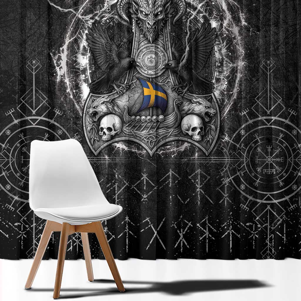 Sweden Viking Window Curtain Odin's Raven Legacy - Wonder Print Shop