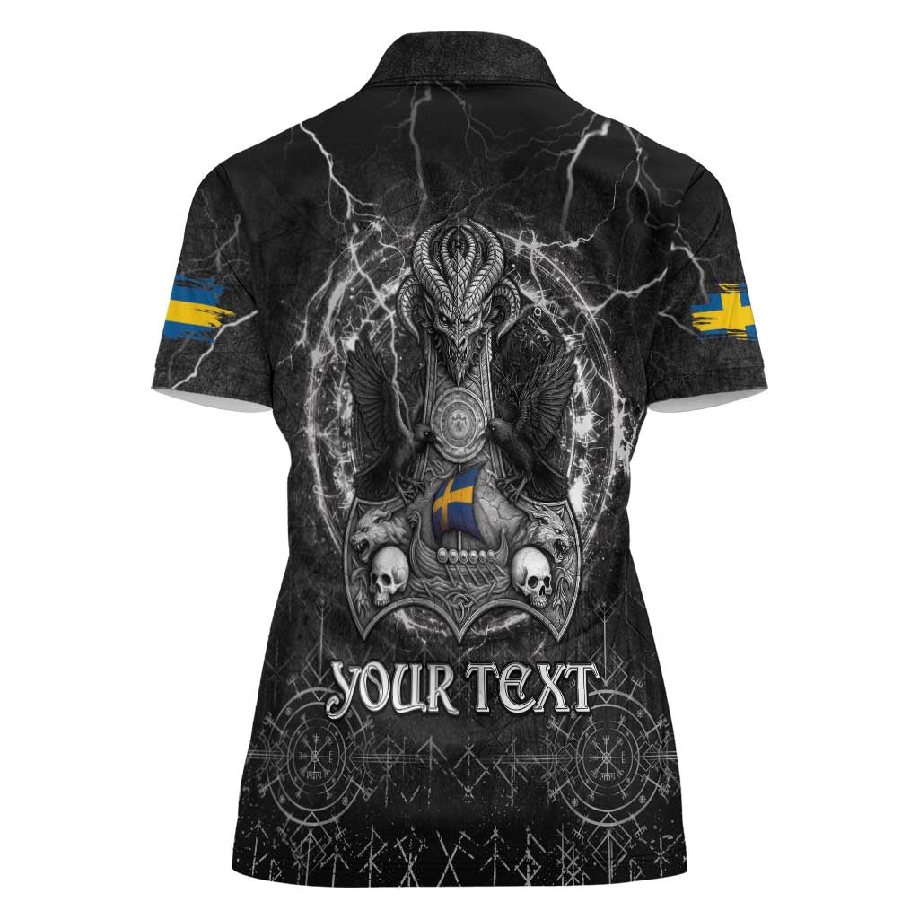Personalized Sweden Viking Women Polo Shirt Odin's Raven Legacy - Wonder Print Shop