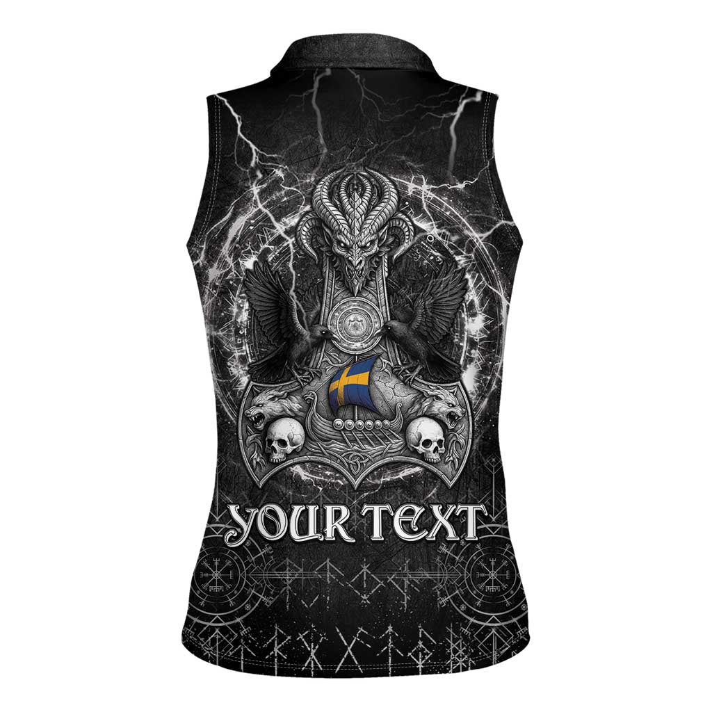 Personalized Sweden Viking Women Sleeveless Polo Shirt Odin's Raven Legacy - Wonder Print Shop