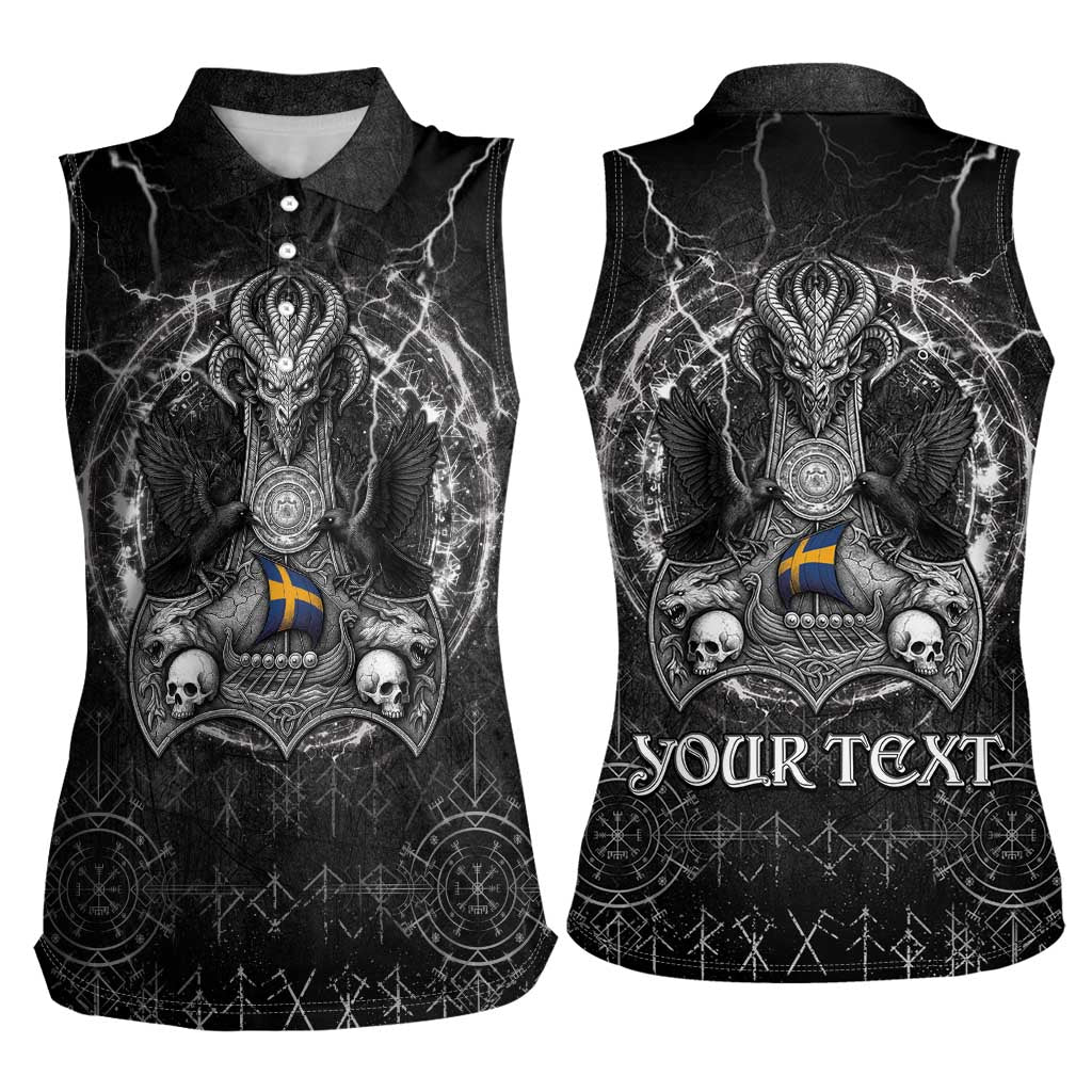 Personalized Sweden Viking Women Sleeveless Polo Shirt Odin's Raven Legacy - Wonder Print Shop
