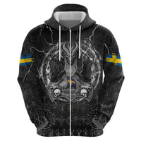 Personalized Sweden Viking Zip Hoodie Odin's Raven Legacy - Wonder Print Shop