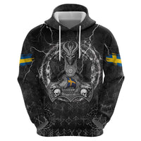 Personalized Sweden Viking Zip Hoodie Odin's Raven Legacy - Wonder Print Shop