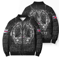 Personalized Faroe Islands Viking Bomber Puffer Jacket Odin's Raven Legacy - Wonder Print Shop