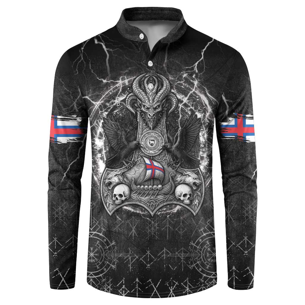 Personalized Faroe Islands Viking Button Sweatshirt Odin's Raven Legacy - Wonder Print Shop