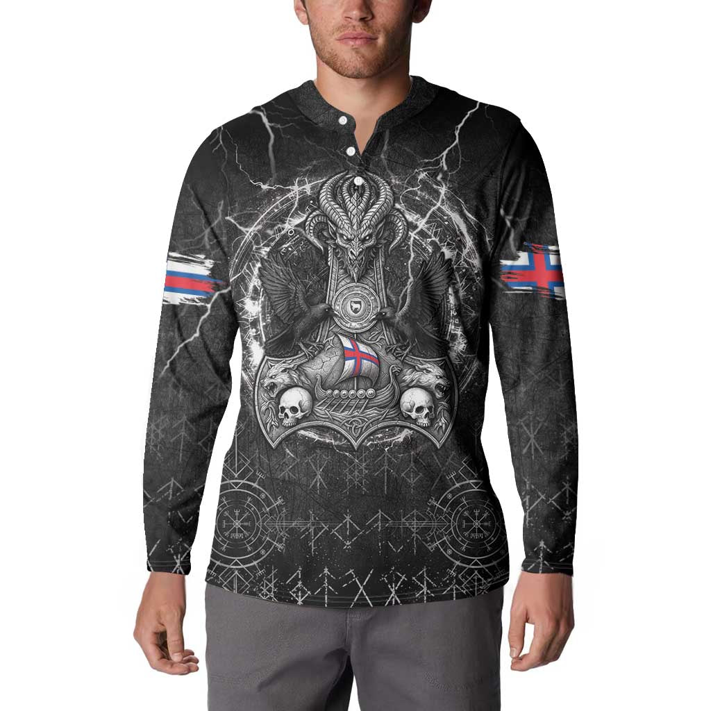 Personalized Faroe Islands Viking Button Sweatshirt Odin's Raven Legacy - Wonder Print Shop