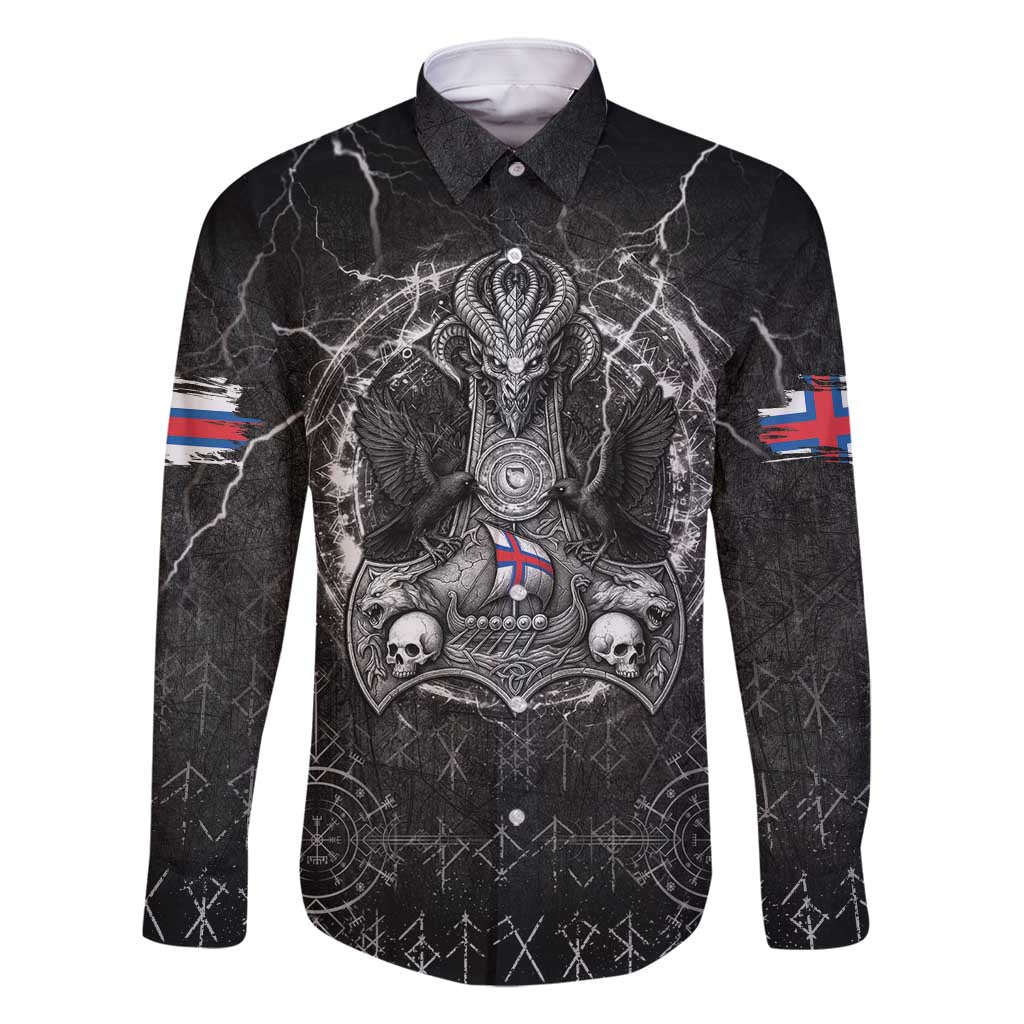 Personalized Faroe Islands Viking Family Matching Long Sleeve Bodycon Dress and Hawaiian Shirt Odin's Raven Legacy - Wonder Print Shop