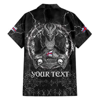 Personalized Faroe Islands Viking Family Matching Short Sleeve Bodycon Dress and Hawaiian Shirt Odin's Raven Legacy - Wonder Print Shop