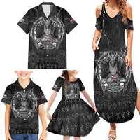 Personalized Faroe Islands Viking Family Matching Summer Maxi Dress and Hawaiian Shirt Odin's Raven Legacy - Wonder Print Shop