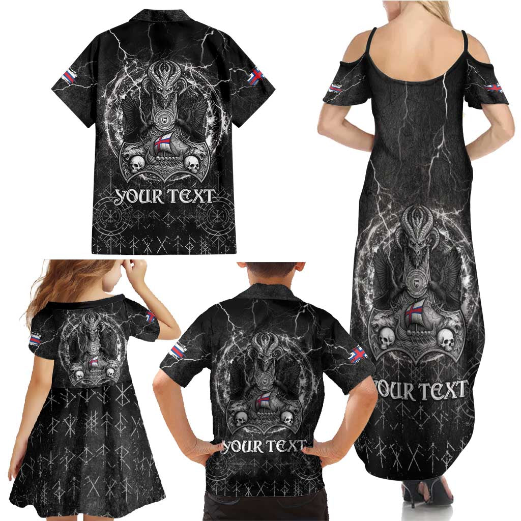 Personalized Faroe Islands Viking Family Matching Summer Maxi Dress and Hawaiian Shirt Odin's Raven Legacy - Wonder Print Shop