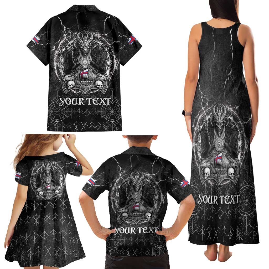 Personalized Faroe Islands Viking Family Matching Tank Maxi Dress and Hawaiian Shirt Odin's Raven Legacy - Wonder Print Shop