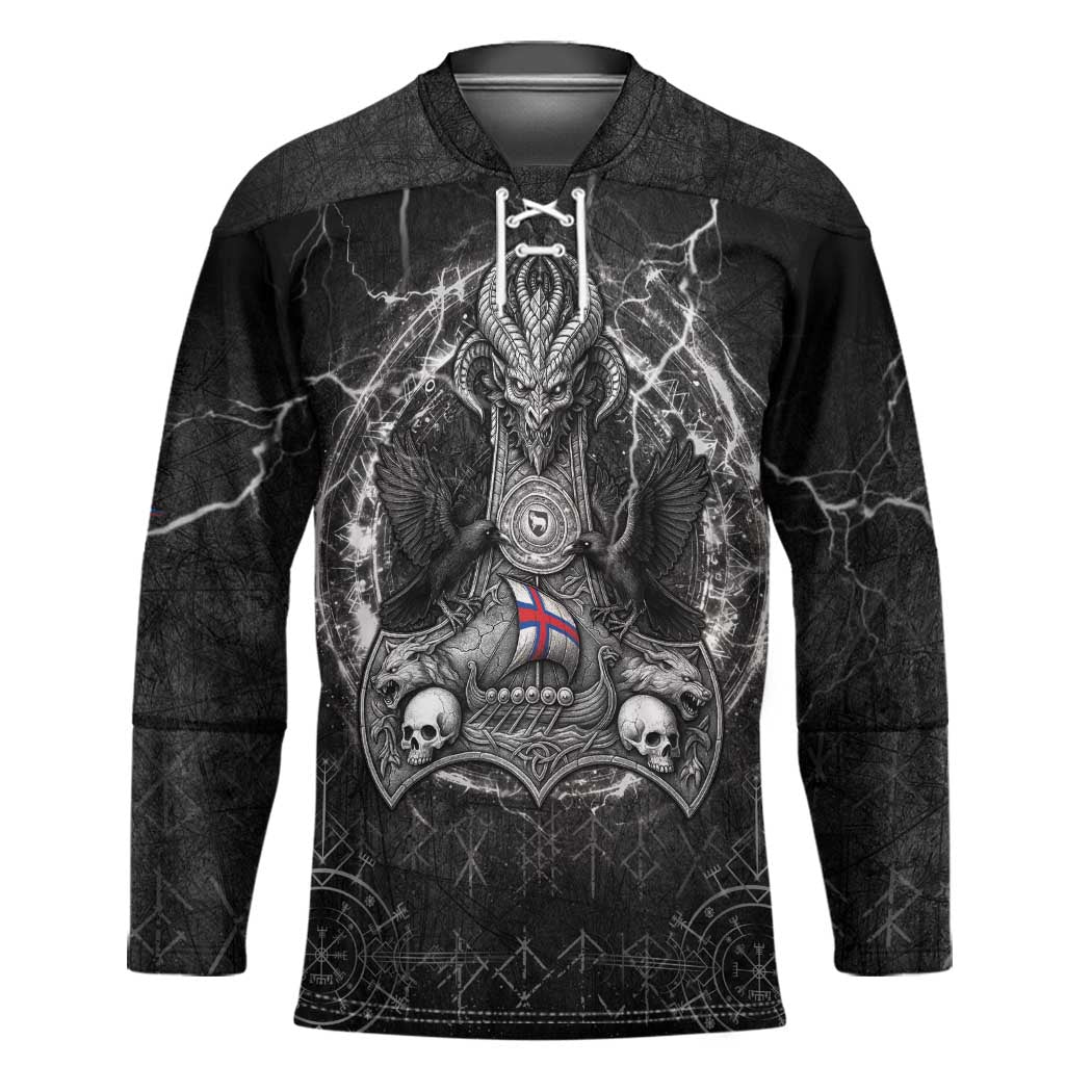 Personalized Faroe Islands Viking Hockey Jersey Odin's Raven Legacy - Wonder Print Shop