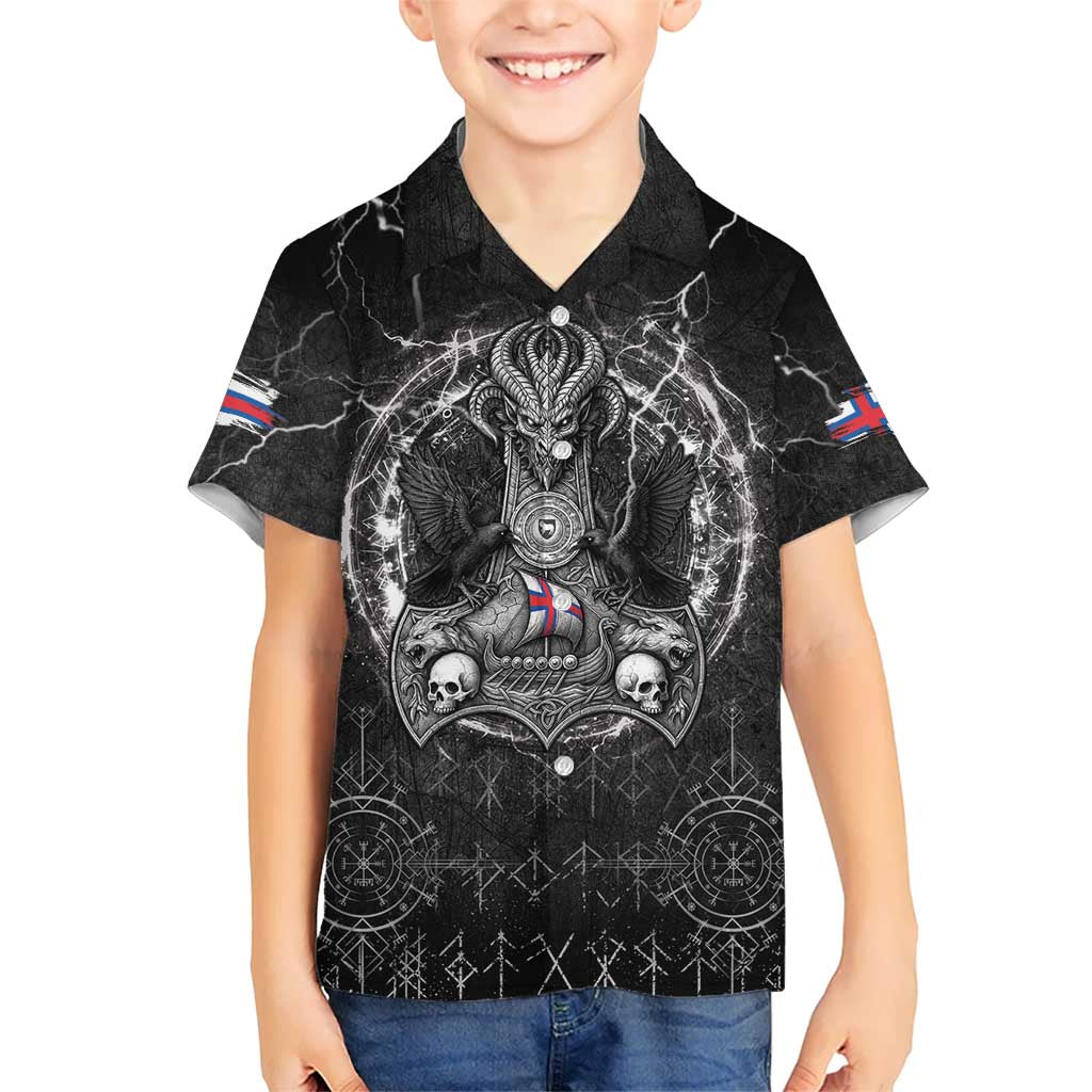 Personalized Faroe Islands Viking Kid Hawaiian Shirt Odin's Raven Legacy - Wonder Print Shop