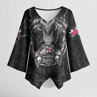Personalized Faroe Islands Viking Kimono Sleeve Blouse Odin's Raven Legacy - Wonder Print Shop