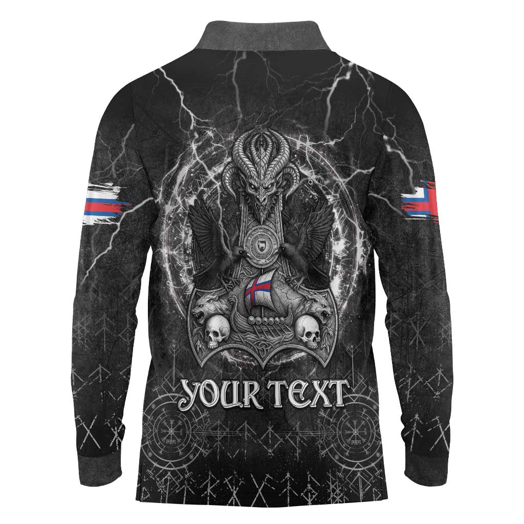 Personalized Faroe Islands Viking Long Sleeve Polo Shirt Odin's Raven Legacy - Wonder Print Shop