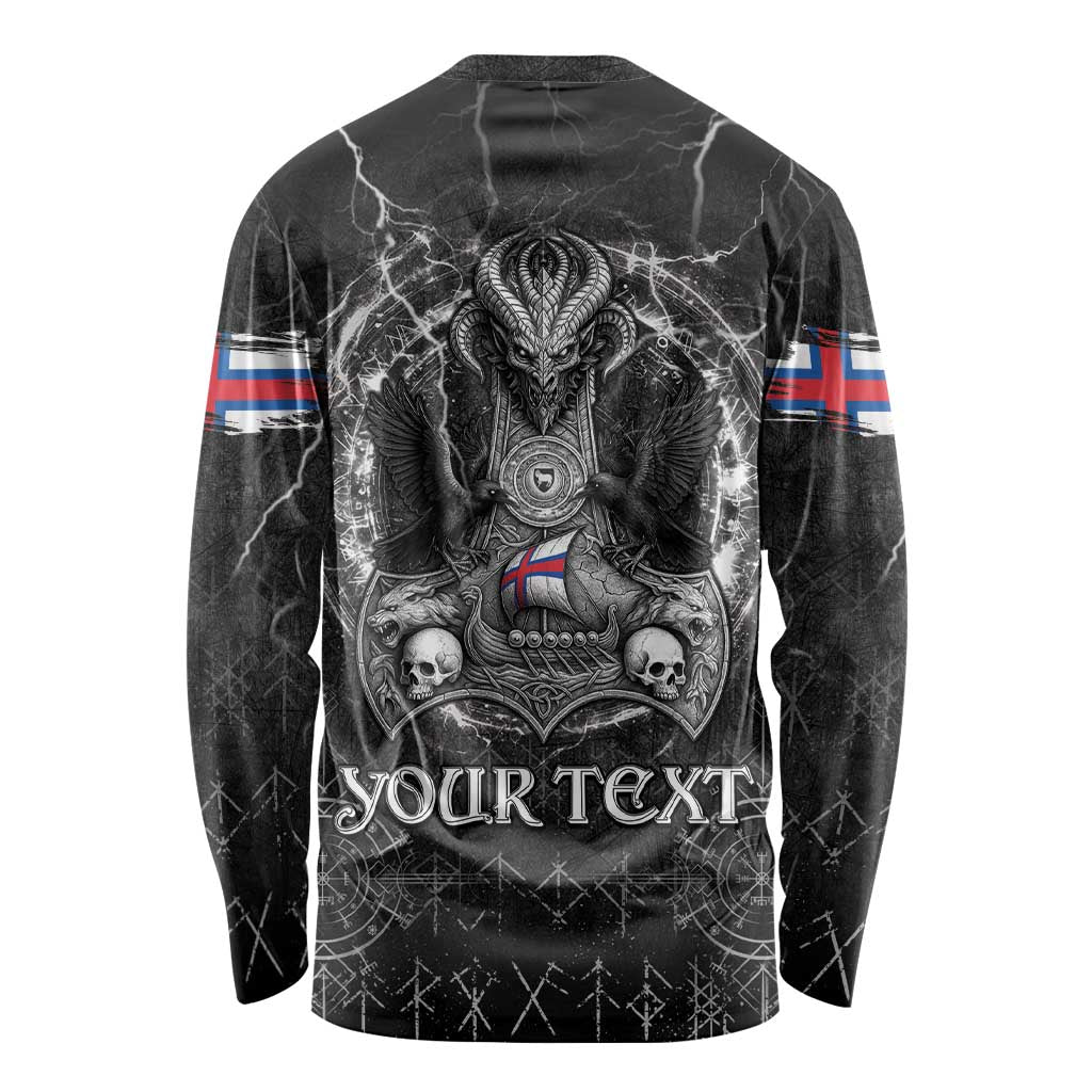 Personalized Faroe Islands Viking Long Sleeve Shirt Odin's Raven Legacy - Wonder Print Shop