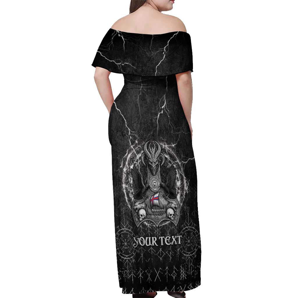 Personalized Faroe Islands Viking Off Shoulder Maxi Dress Odin's Raven Legacy - Wonder Print Shop