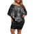 Personalized Faroe Islands Viking Off Shoulder Short Dress Odin's Raven Legacy - Wonder Print Shop