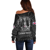 Personalized Faroe Islands Viking Off Shoulder Sweater Odin's Raven Legacy - Wonder Print Shop
