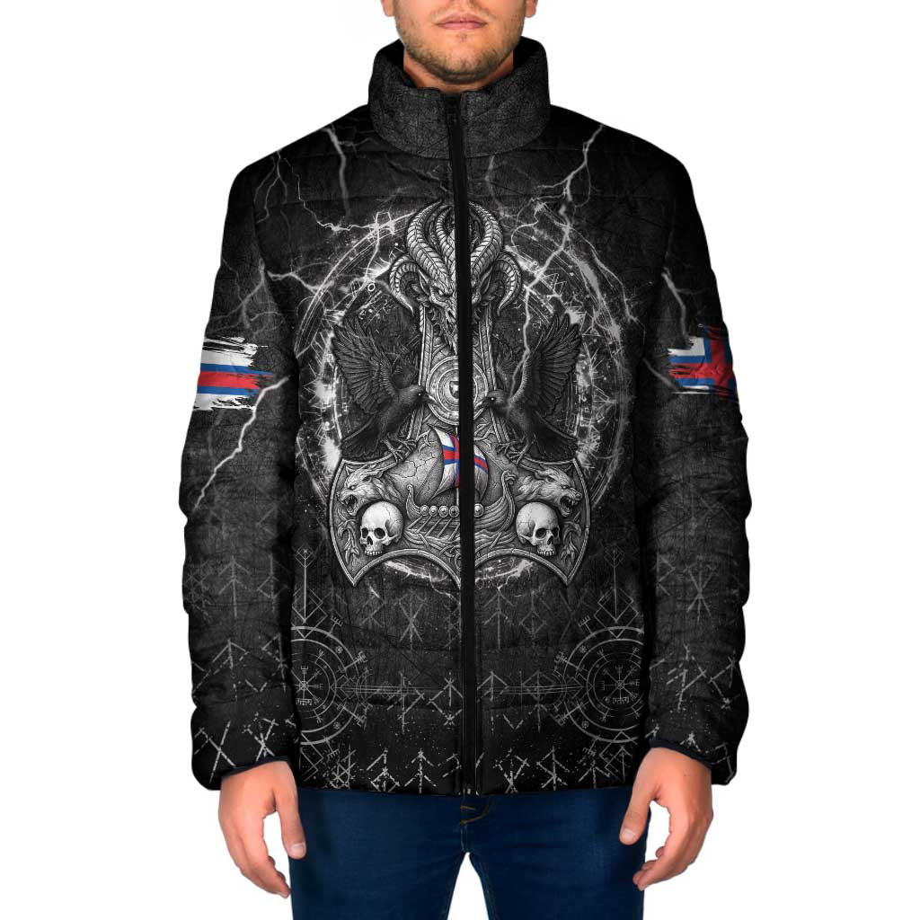 Personalized Faroe Islands Viking Padded Jacket Odin's Raven Legacy - Wonder Print Shop