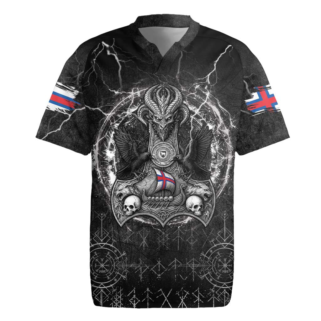 Personalized Faroe Islands Viking Rugby Jersey Odin's Raven Legacy - Wonder Print Shop