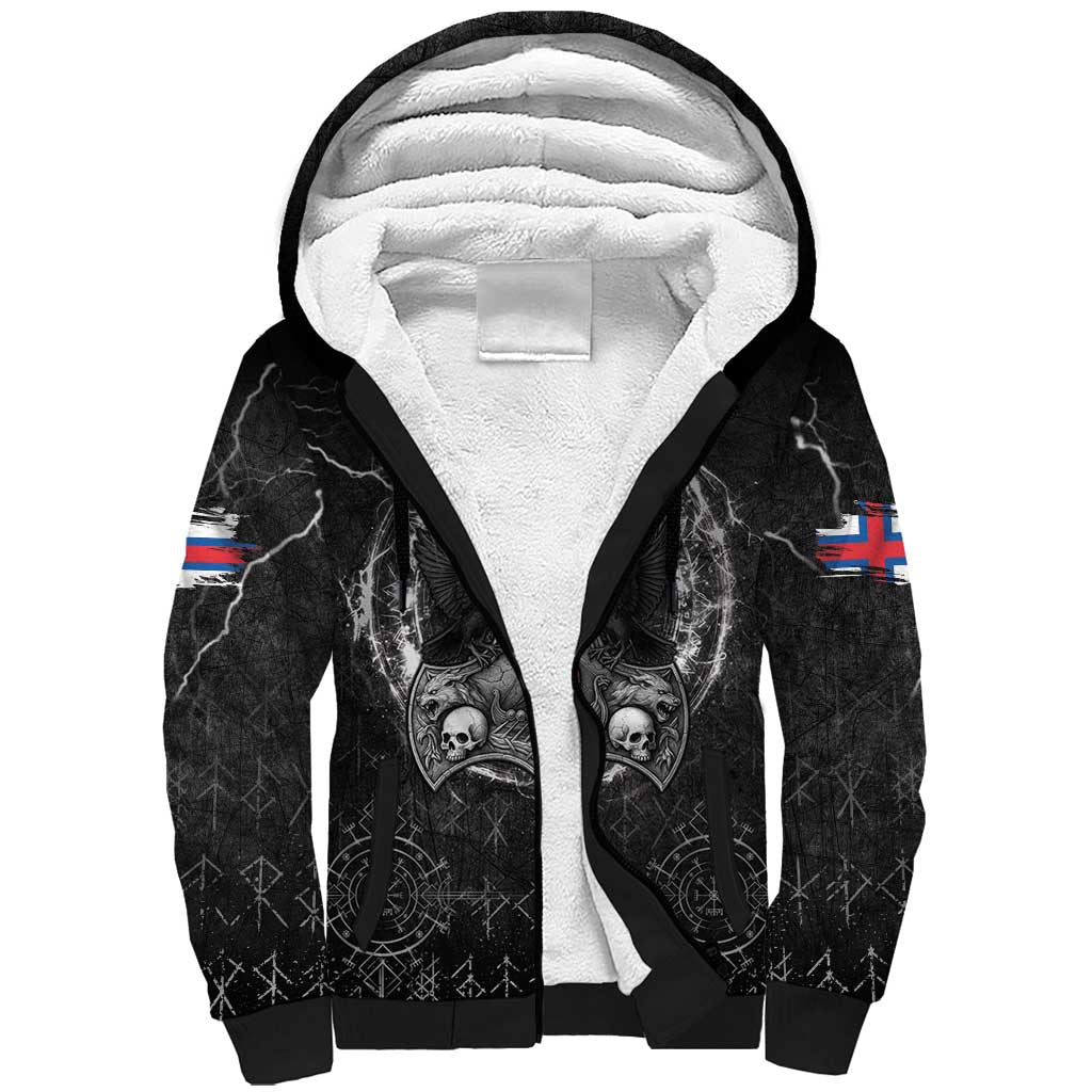 Personalized Faroe Islands Viking Sherpa Hoodie Odin's Raven Legacy - Wonder Print Shop
