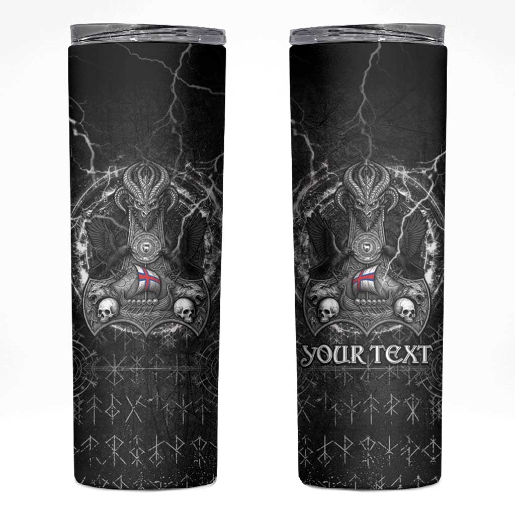 Personalized Faroe Islands Viking Skinny Tumbler Odin's Raven Legacy - Wonder Print Shop
