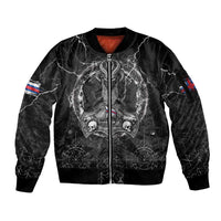 Personalized Faroe Islands Viking Sleeve Zip Bomber Jacket Odin's Raven Legacy - Wonder Print Shop