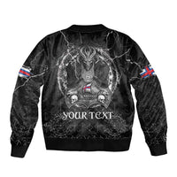Personalized Faroe Islands Viking Sleeve Zip Bomber Jacket Odin's Raven Legacy - Wonder Print Shop