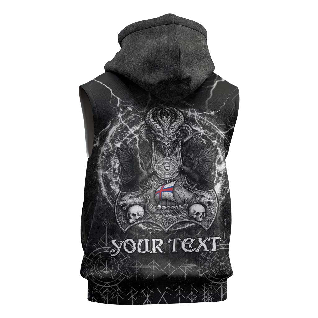 Personalized Faroe Islands Viking Sleeveless Zip Hoodie Odin's Raven Legacy - Wonder Print Shop