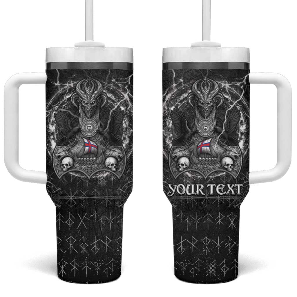 Personalized Faroe Islands Viking Tumbler With Handle Odin's Raven Legacy - Wonder Print Shop
