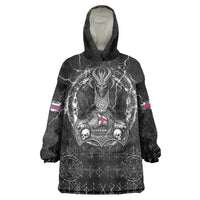 Personalized Faroe Islands Viking Wearable Blanket Hoodie Odin's Raven Legacy - Wonder Print Shop