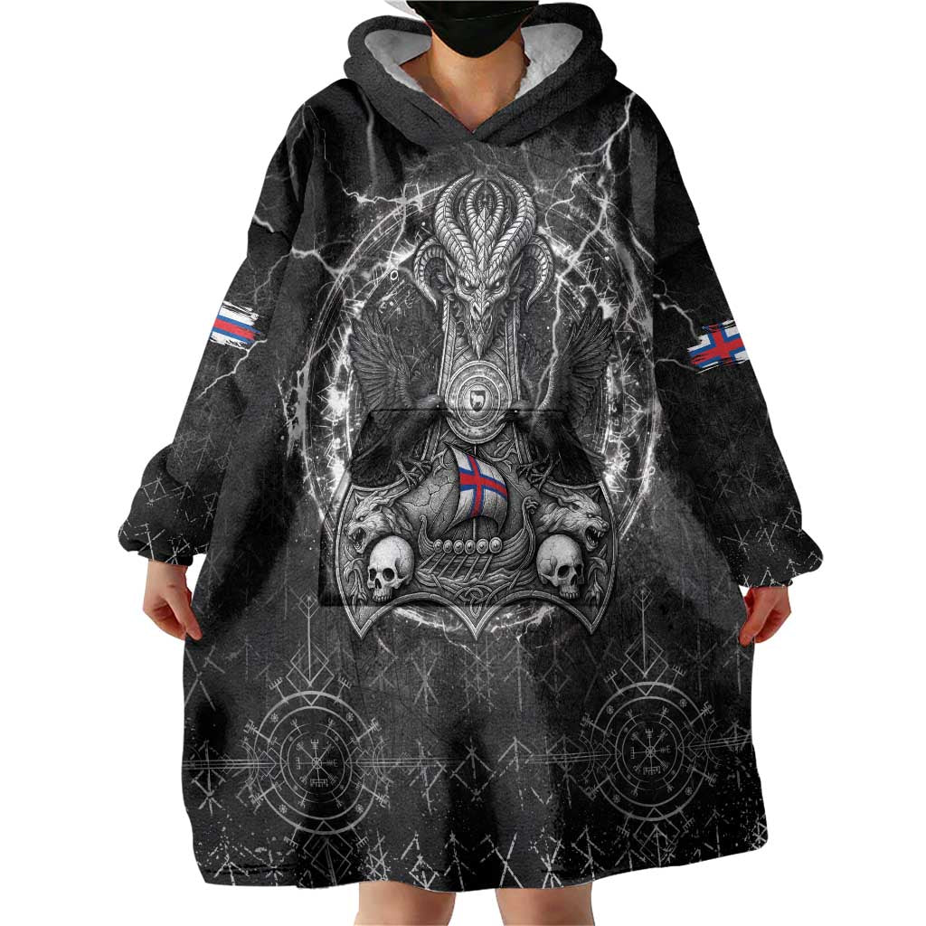 Personalized Faroe Islands Viking Wearable Blanket Hoodie Odin's Raven Legacy - Wonder Print Shop