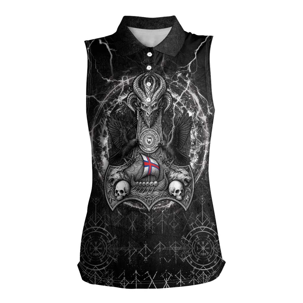 Personalized Faroe Islands Viking Women Sleeveless Polo Shirt Odin's Raven Legacy - Wonder Print Shop