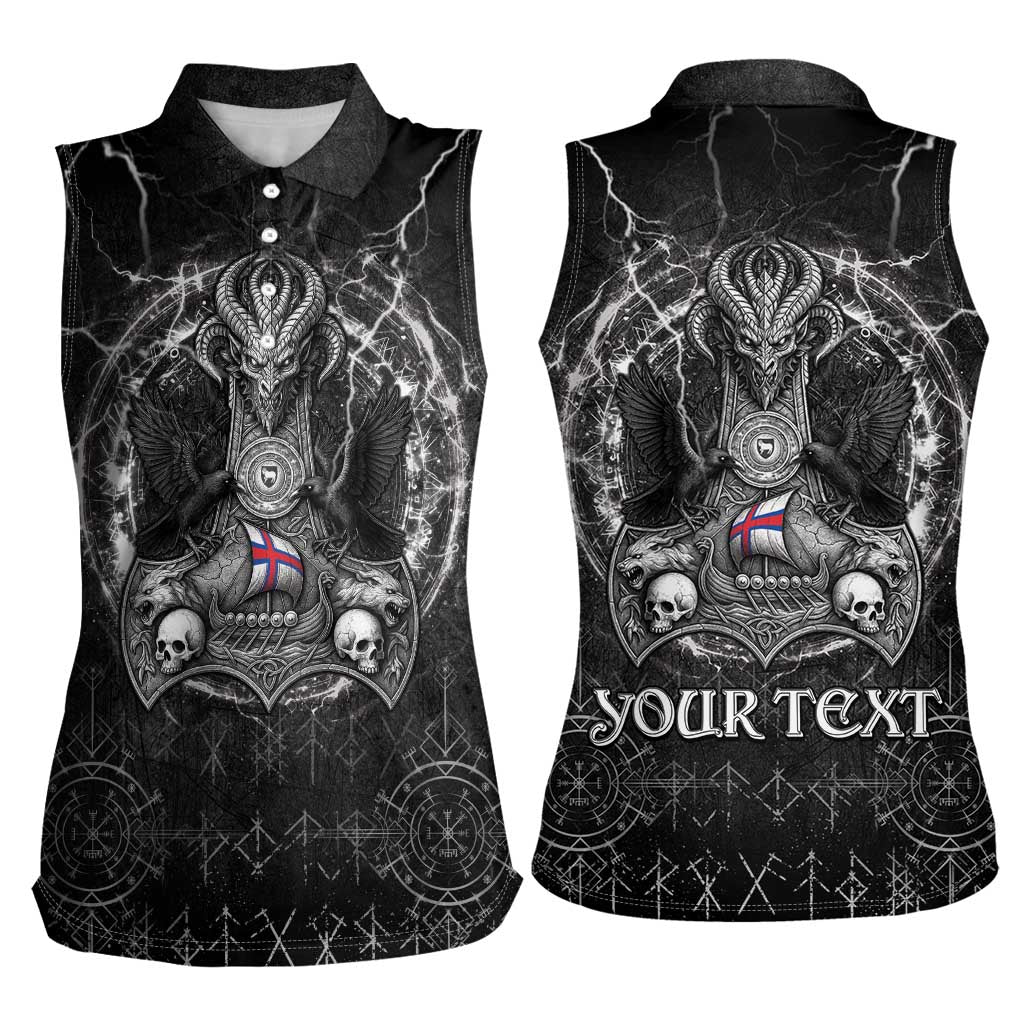 Personalized Faroe Islands Viking Women Sleeveless Polo Shirt Odin's Raven Legacy - Wonder Print Shop