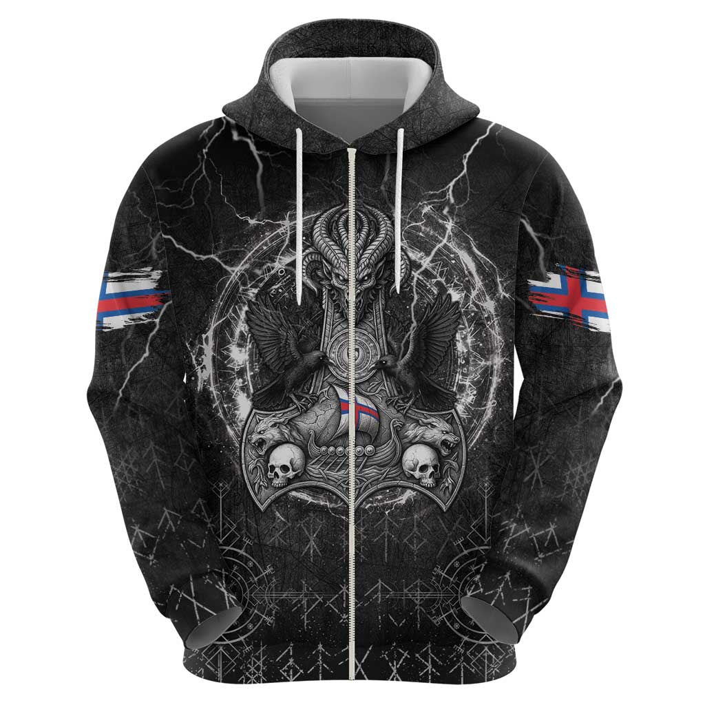 Personalized Faroe Islands Viking Zip Hoodie Odin's Raven Legacy - Wonder Print Shop
