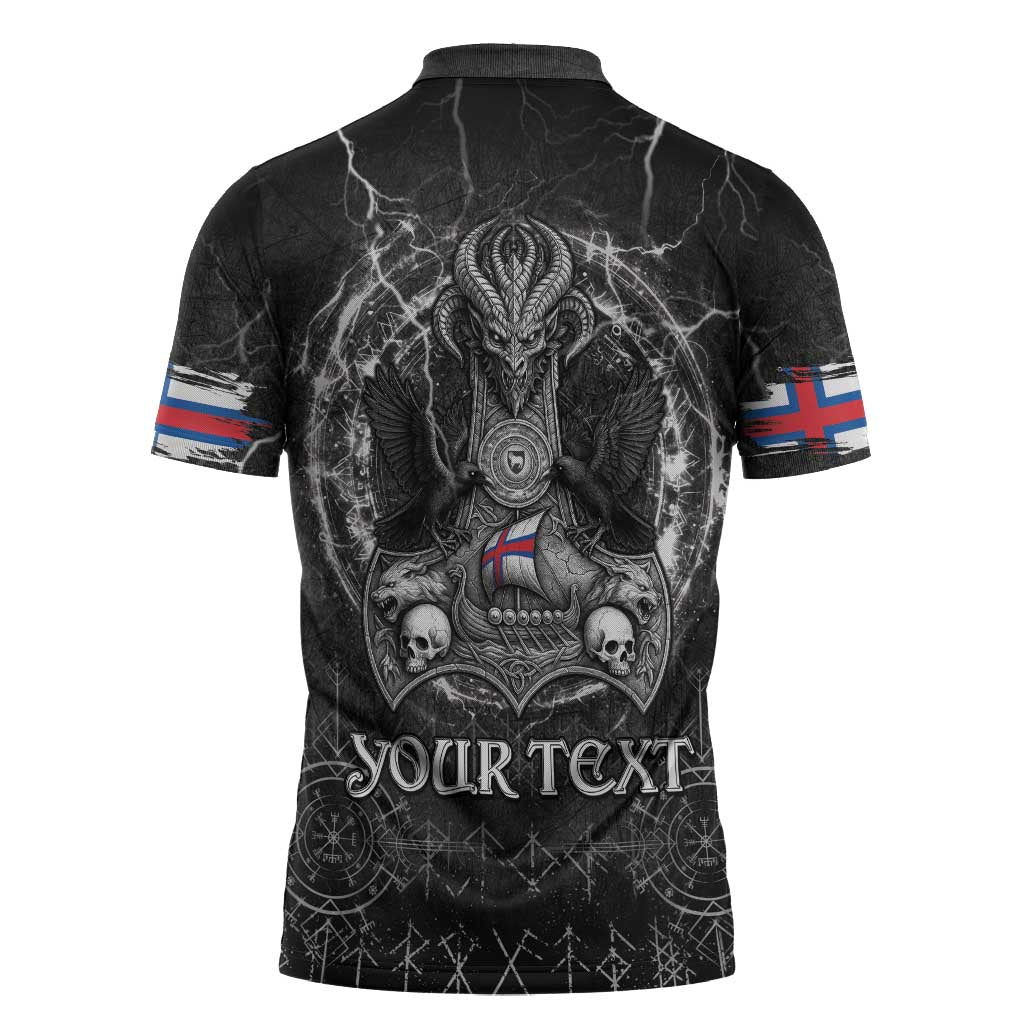 Personalized Faroe Islands Viking Zipper Polo Shirt Odin's Raven Legacy - Wonder Print Shop