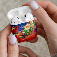 Dominican Republic Christmas AirPods Case Santa Relaxing On The Beach - Wonder Print Shop