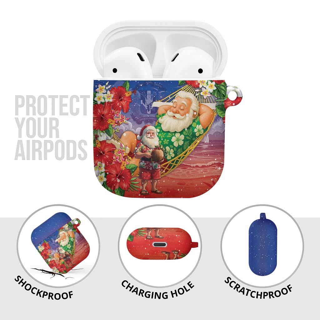Dominican Republic Christmas AirPods Case Santa Relaxing On The Beach - Wonder Print Shop