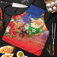 Dominican Republic Christmas Apron Santa Relaxing On The Beach - Wonder Print Shop