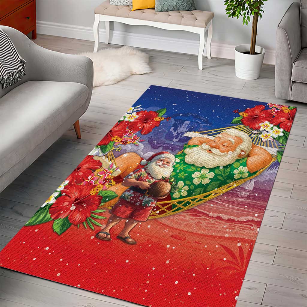 Dominican Republic Christmas Area Rug Santa Relaxing On The Beach - Wonder Print Shop