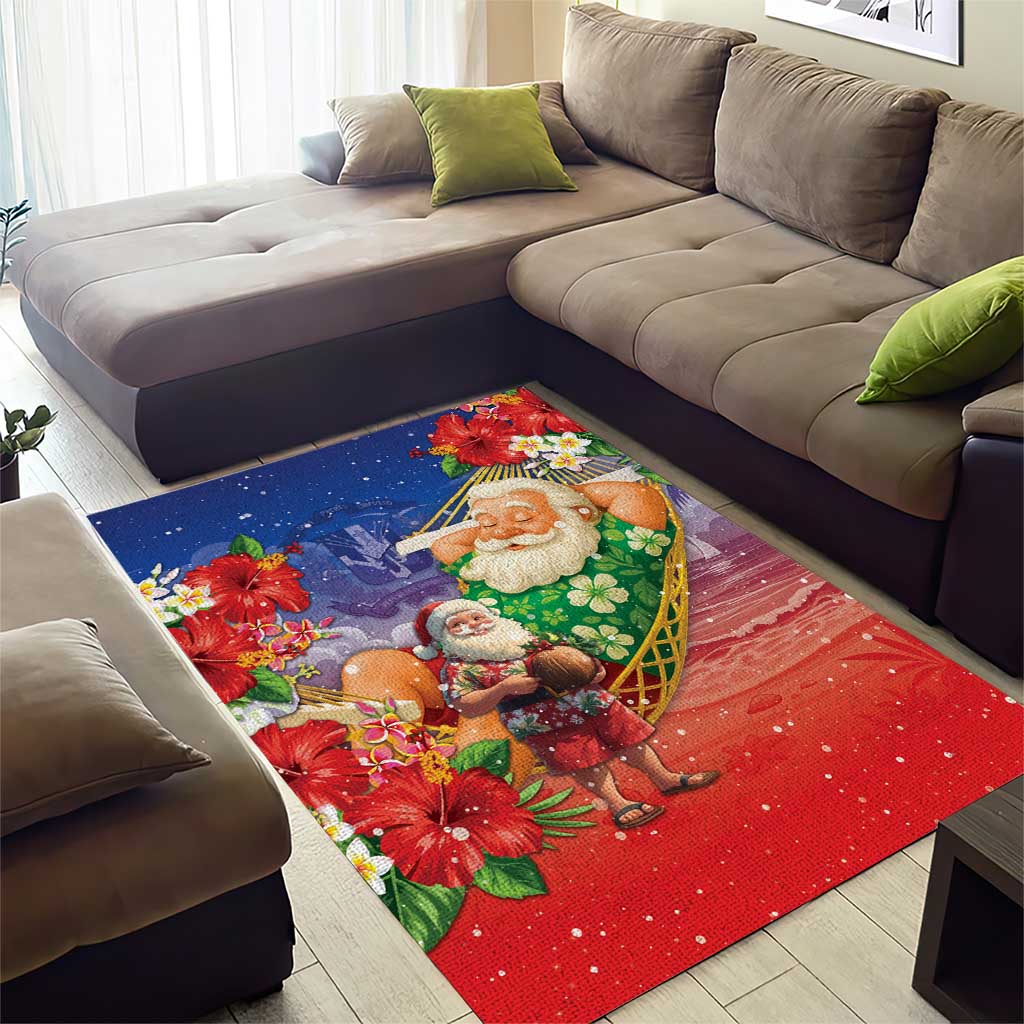 Dominican Republic Christmas Area Rug Santa Relaxing On The Beach - Wonder Print Shop